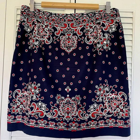 Talbots Navy, White and Red Paisley Skirt - Picture 14 of 14